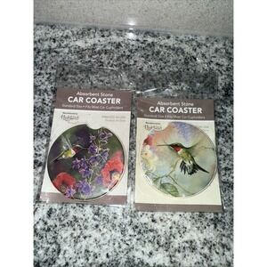 2 Highland Car Coaster Humming Bird And‎ Flowers